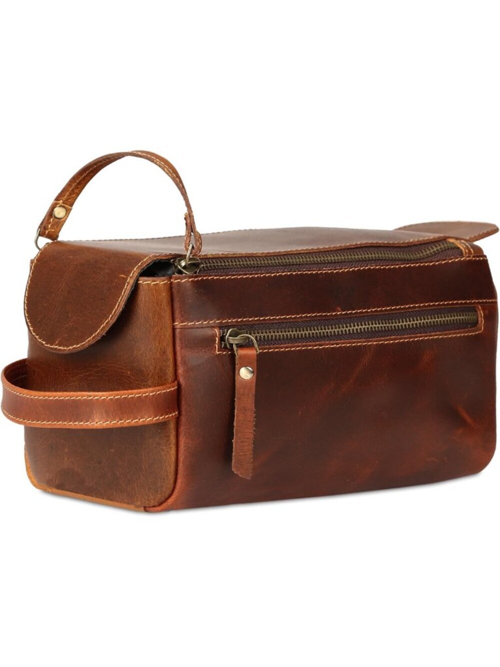 Stylish Buffalo Leather Toiletry Bag for Travel | Unisex Travel Pouch Organizer